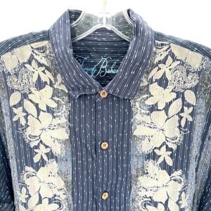 Tommy Bahama Hawaïen floral button front short sleeves blue men’s shirt